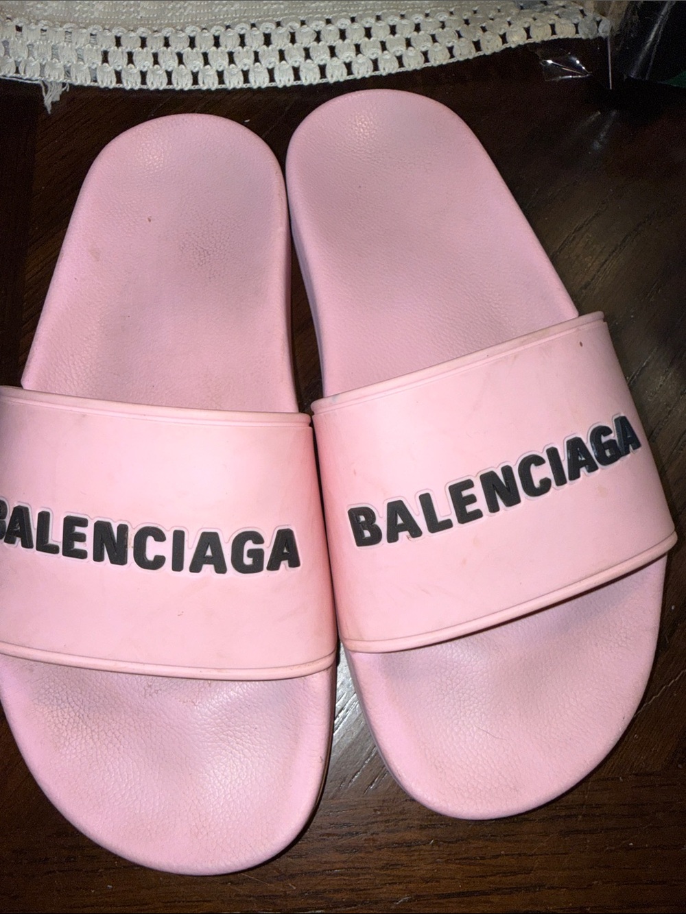 Balenciaga Pink Rubber Logo Slides size 7